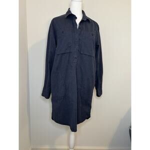 REI Co-op Women’s Navy Wallace Lake Flannel Popover Shirt Dress Small